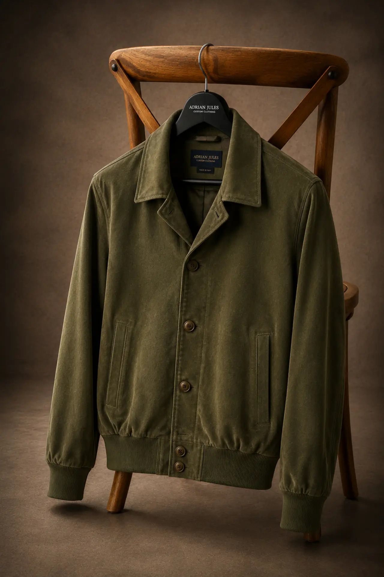 The Buttoned Suede Safari Bomber