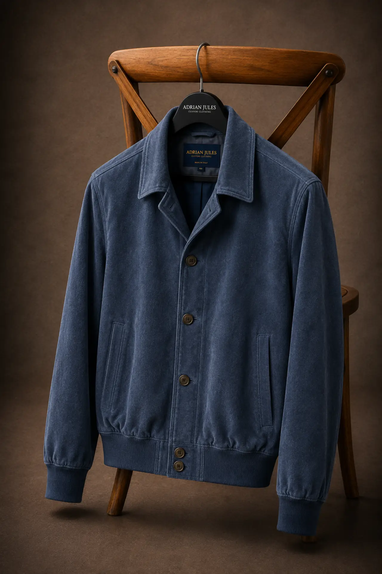 The Buttoned Suede Zaffiro Bomber