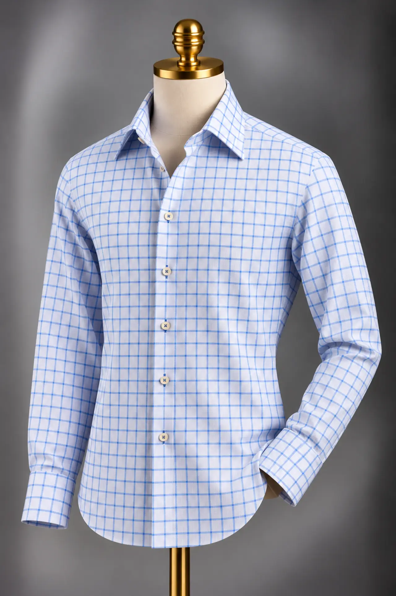 The White & Blue Jacquard Graph Check Two-Ply Cotton Shirt