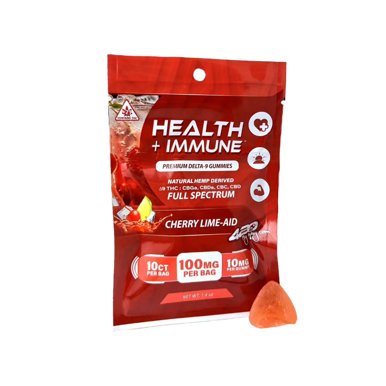 Wellness + Immune • Cherry Lime-Aid | 420 My Way, DELTA-9 THC + CBGa, CBDa, CBC, CBD Gummies