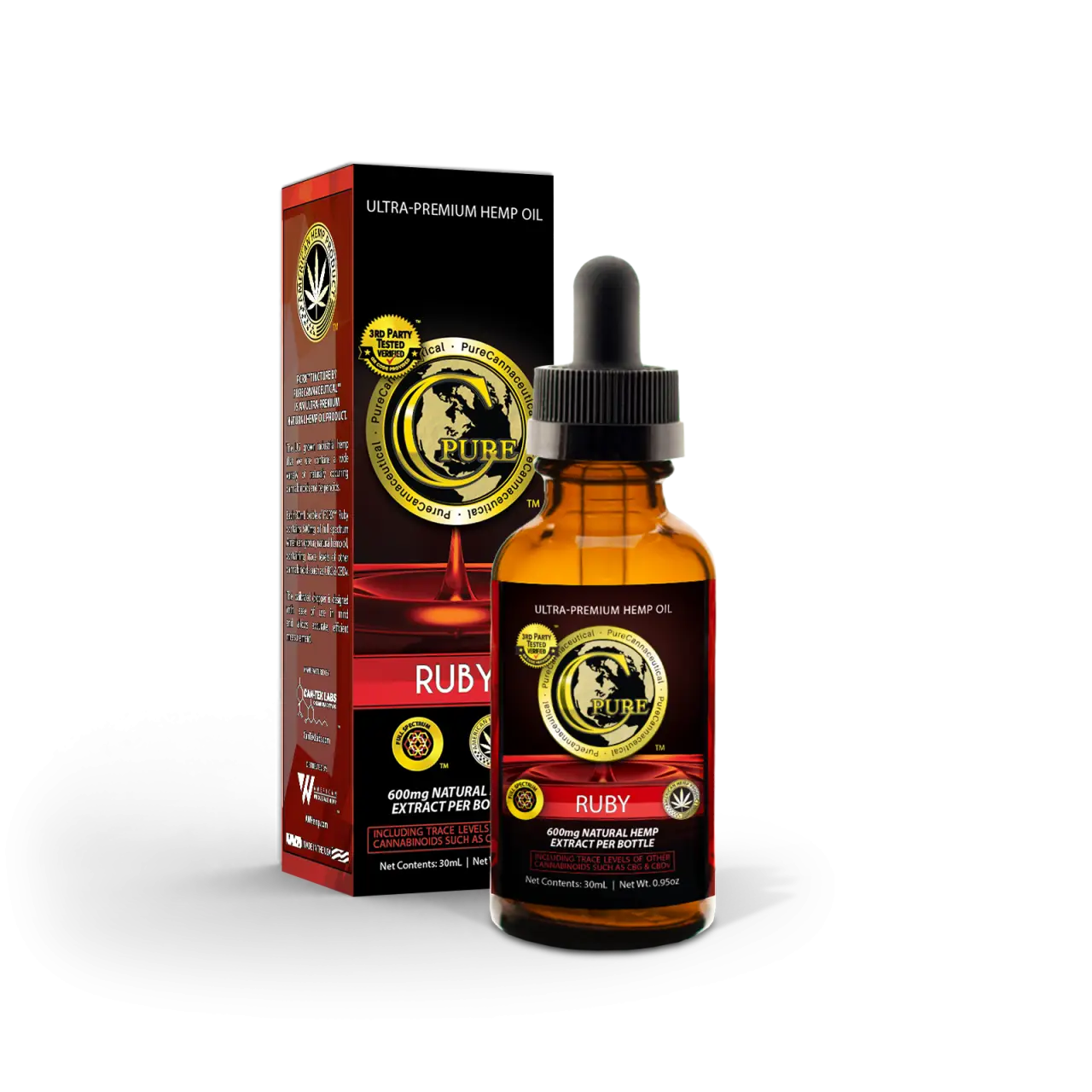 PCRX™ RUBY Full Spectrum Hemp Oil Tincture, 30mL