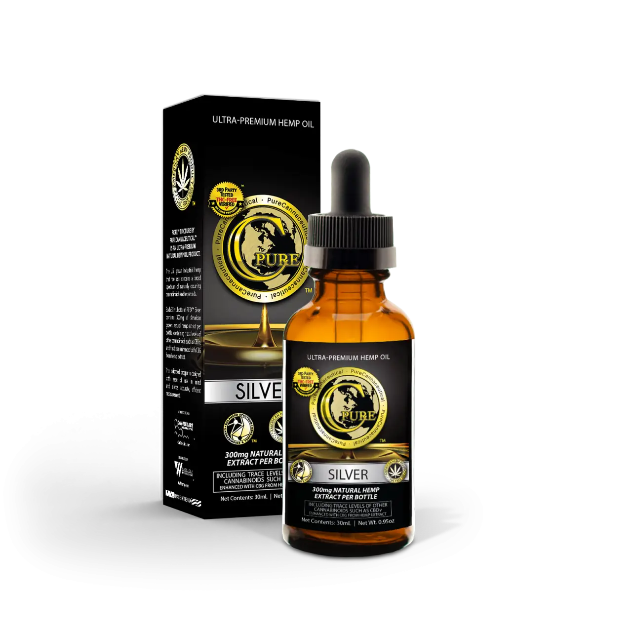 PCRX™ SILVER Hemp Oil Tincture, 30mL 10mg/mL