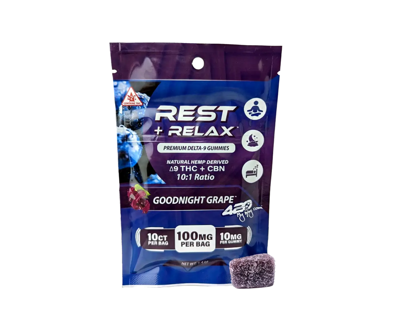 Rest + Relax • Goodnight Grape | 420 My Way, DELTA-9 THC + CBN Gummy