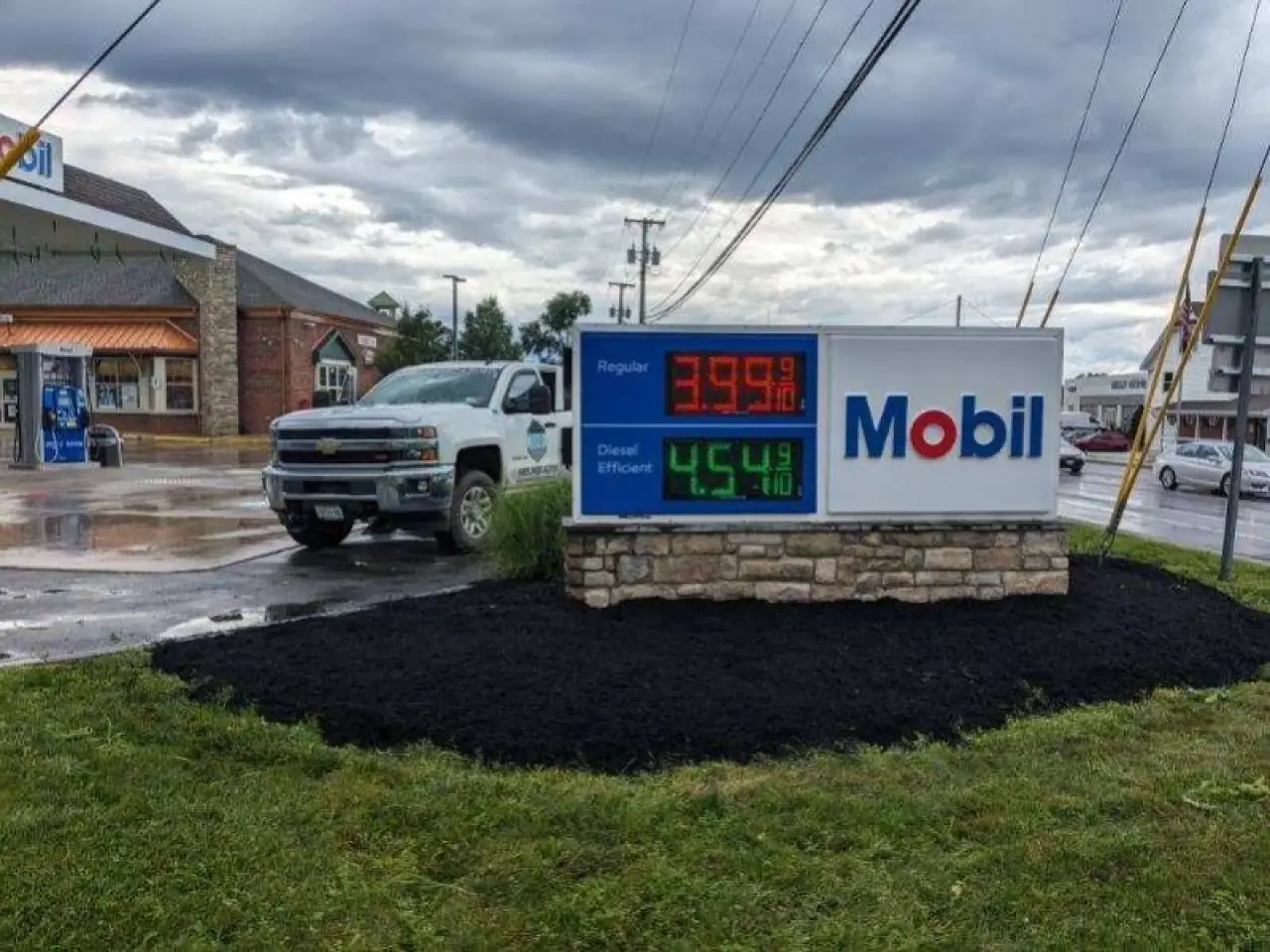 kmb landscaping at mobile gas station