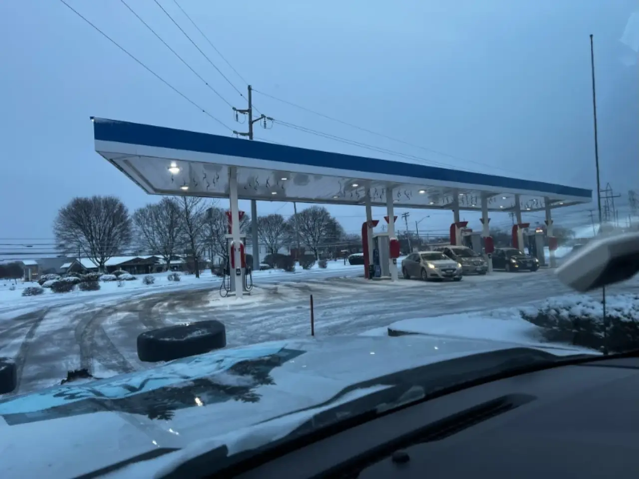 professionally plowed gas station