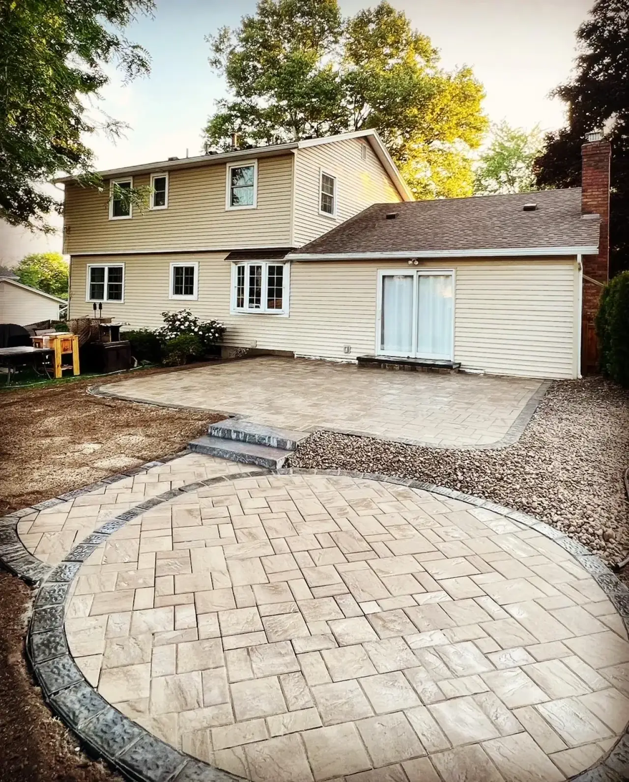 new custom patio in backyard
