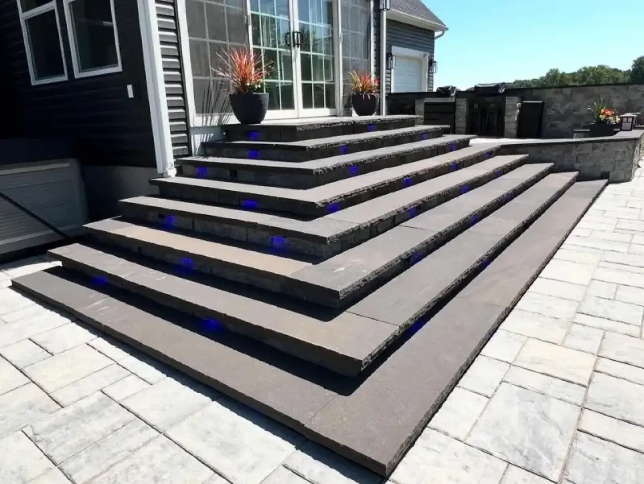 concrete steps with underlighting