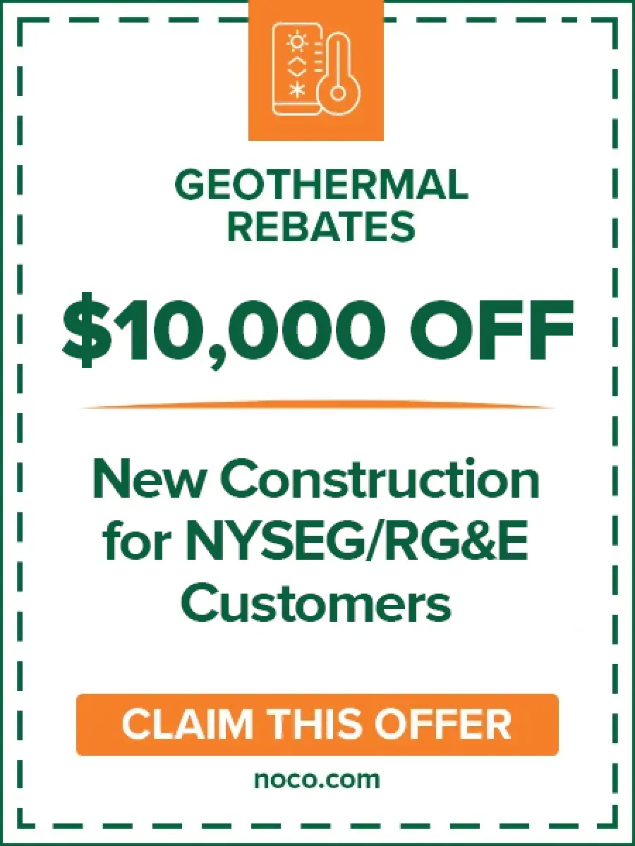 $10,000 off geothermal new construction for NYSEG/RGE customers