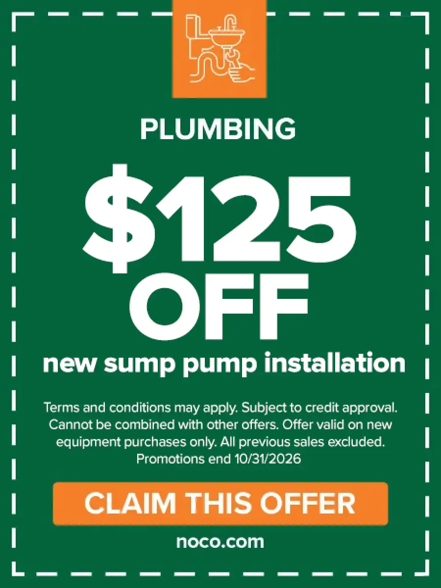 $125 off a new sump pump installation coupon; offer ends 10/31/2026