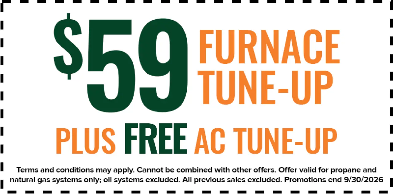 $59 AC tune-up plus a free furnace tune-up; terms and conditions apply, promotion ends 9/30/2026.