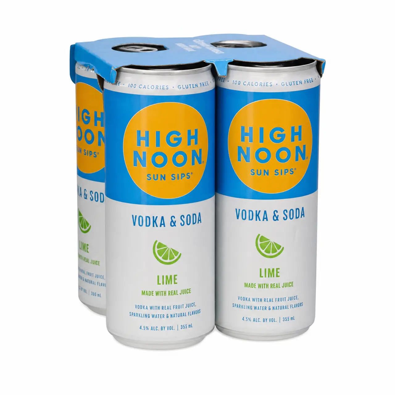 High Noon Lime Vodka & Soda 355ml 4 Pack