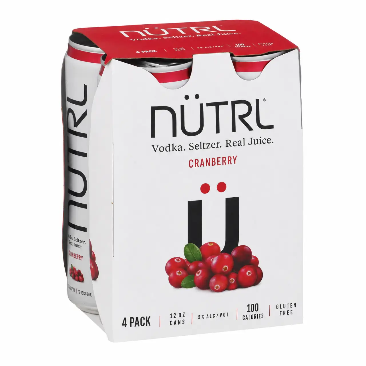 Nütrl Cranberry Vodka Seltzer 4 Pack 12oz Cans