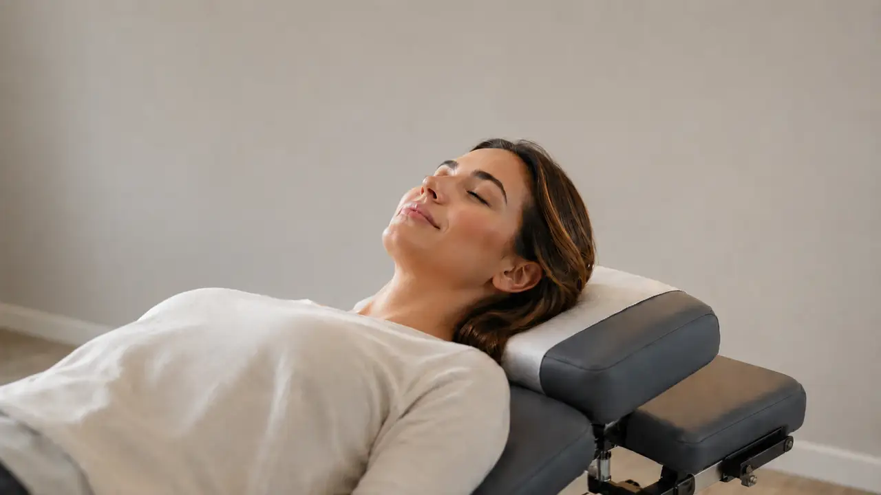 Patient receiving gentle neck treatment at Gerlach Chiropractic