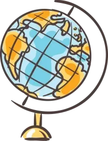 Cartoon drawing of a globe