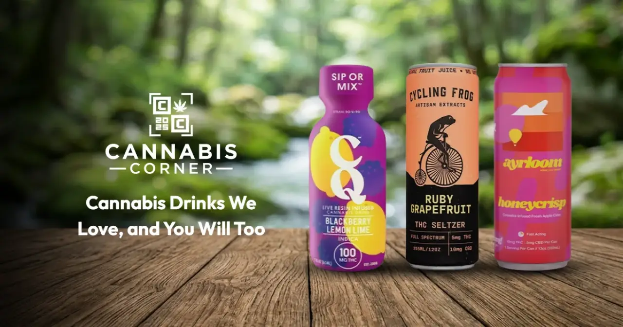 Assortment of THC beverages available at Cannabis Corner in Rochester, NY.