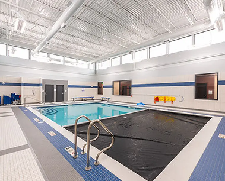 partially closed inside commercial pool