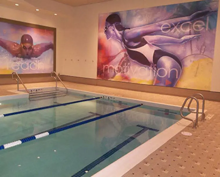commercial fitness pool with three lanes