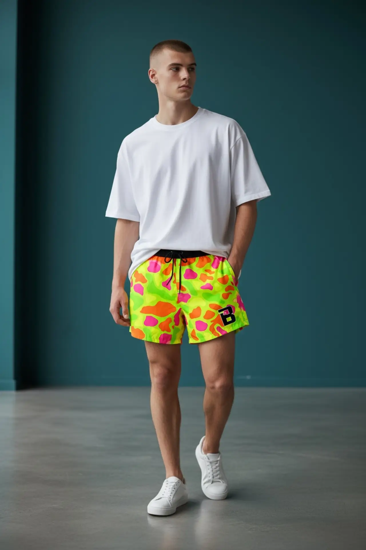Neon Camo Swim Trunk