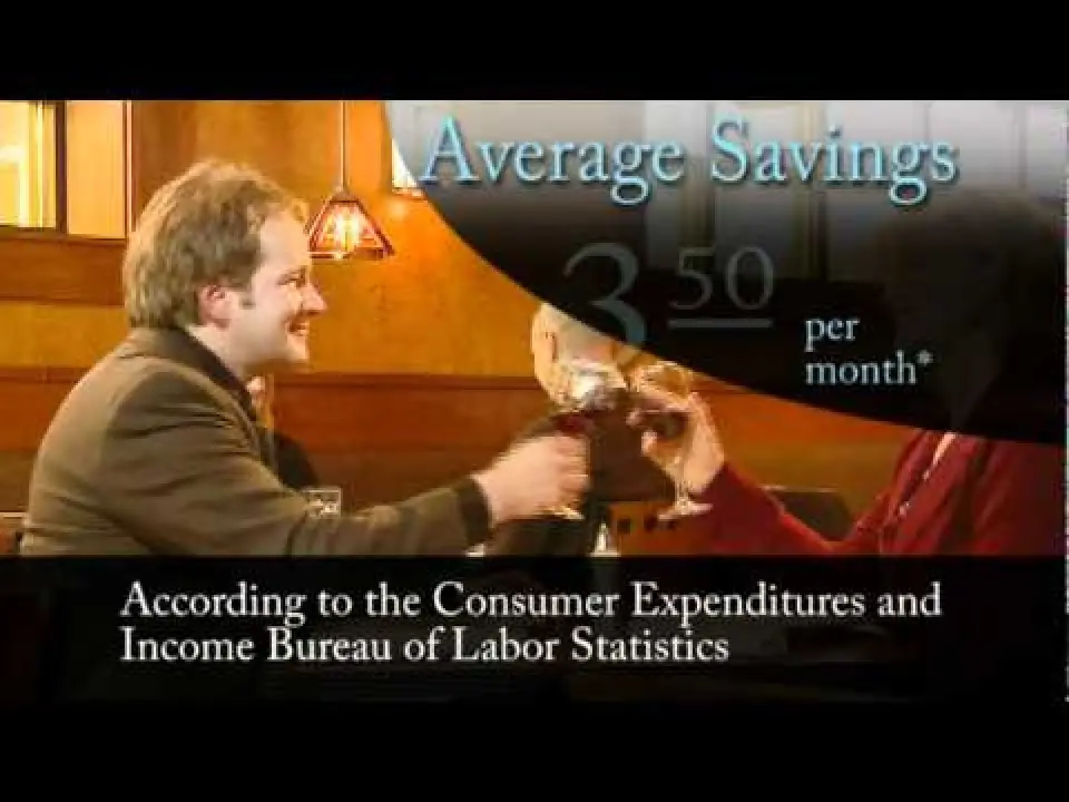 Diners toast beside text about average monthly savings.