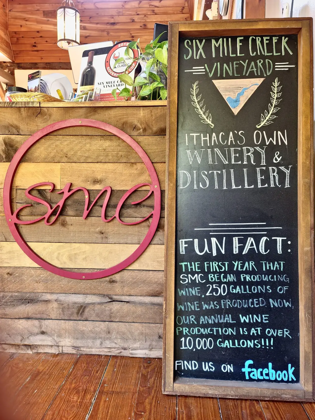 A chalkboard sign for Spile, Ithaca's own winery and distillery