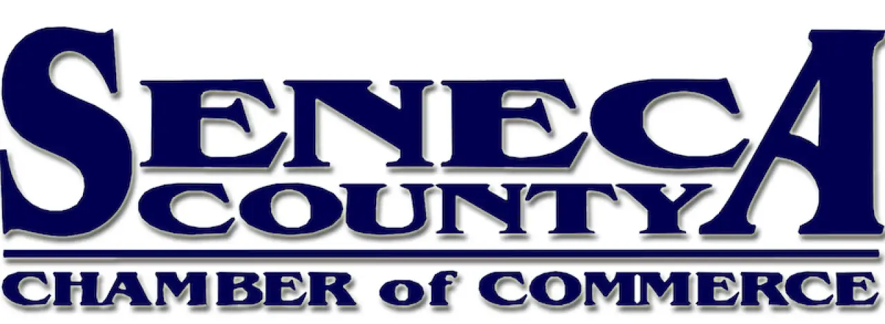 Blue Seneca County Chamber of Commerce logo with bold, stylized lettering on a white background.