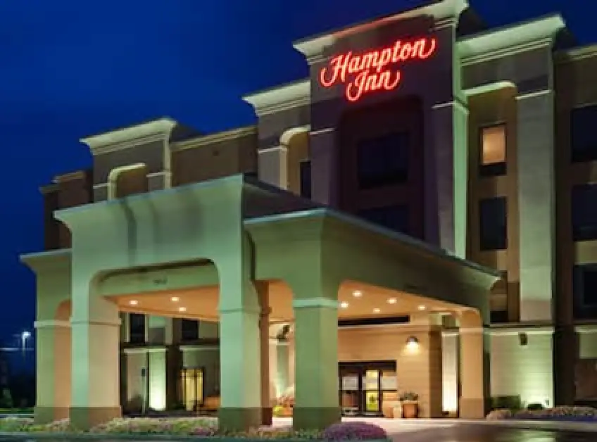 Exterior of Hampton Inn in Seneca Falls, New York.