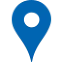blue map pin icon on a white background