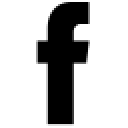 black Facebook logo in the shape of a lowercase f on a white background