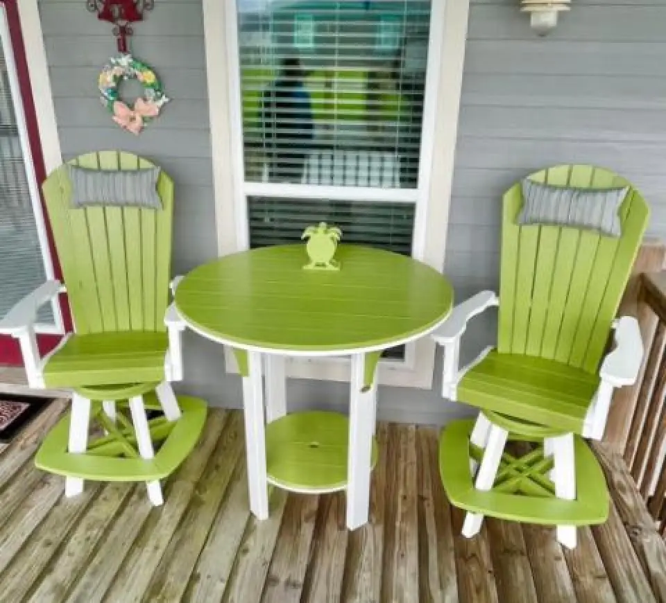 adirondack chairs and circle table