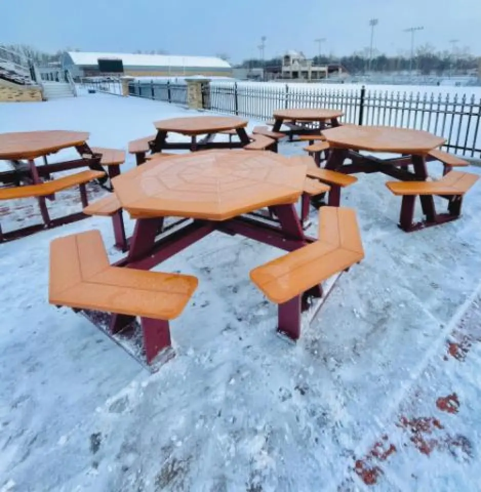 wooden picnic table