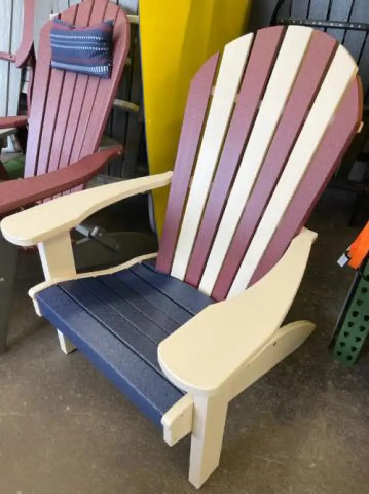 red white and blue adirondack chairs