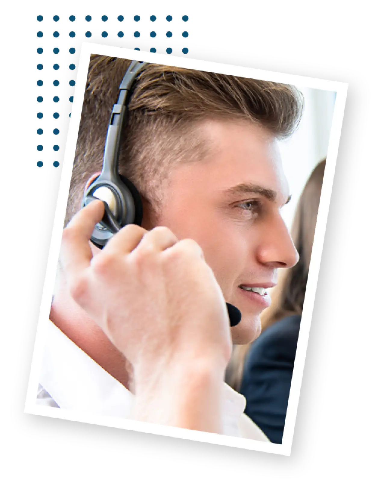 man with call center headset on