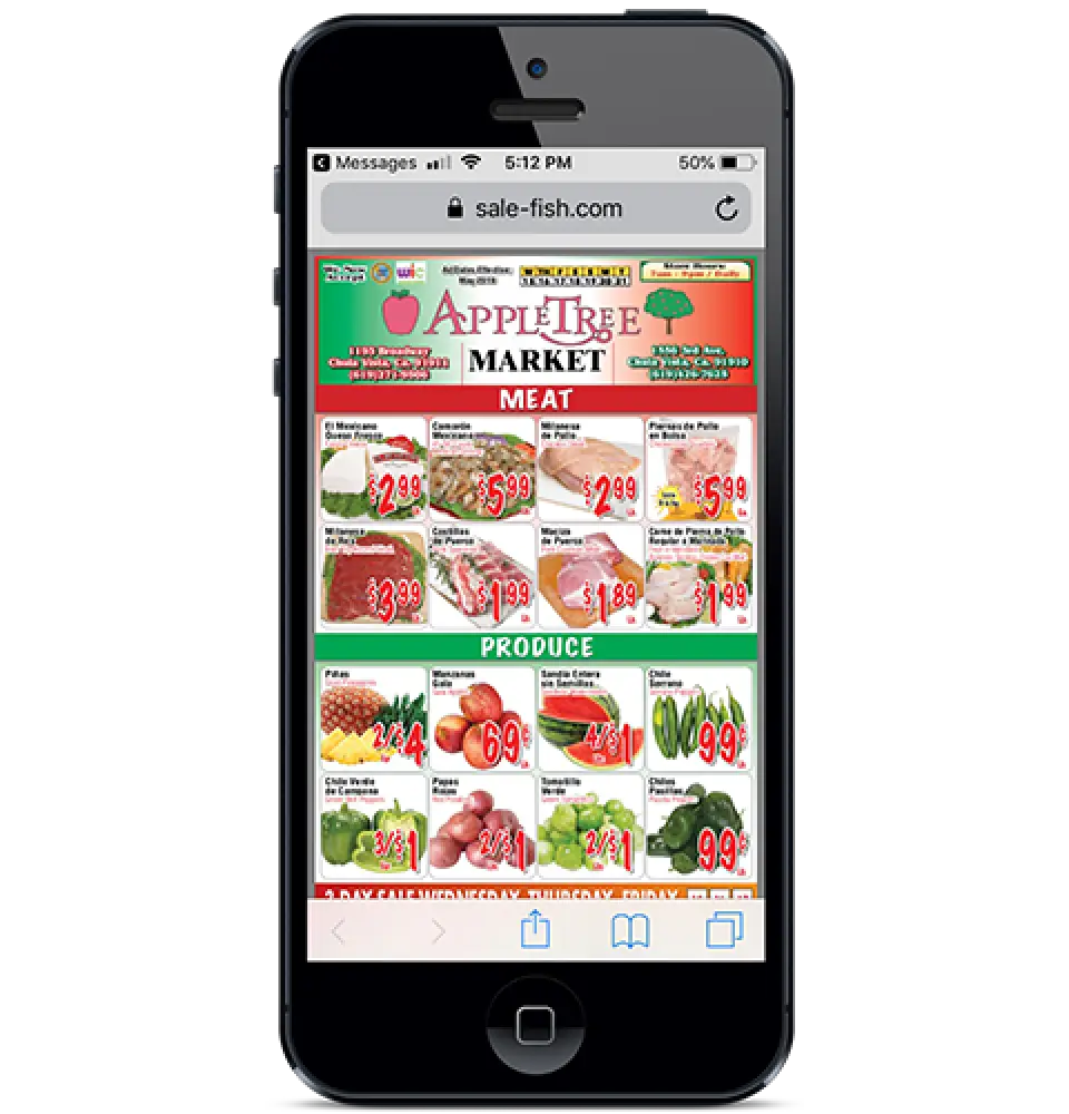 phone with local market promotional flyer