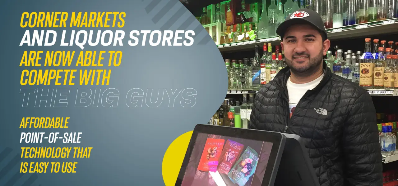 man behind counter at liquor store