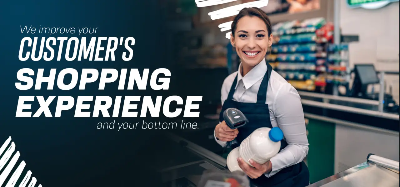 cashier at POS system scanning a bottle