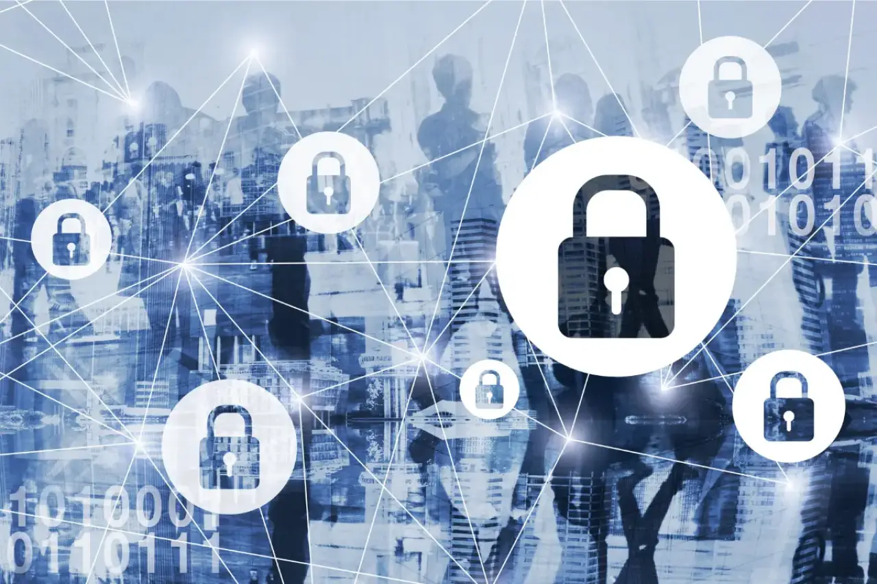 cybersecurity locks and code connecting each other