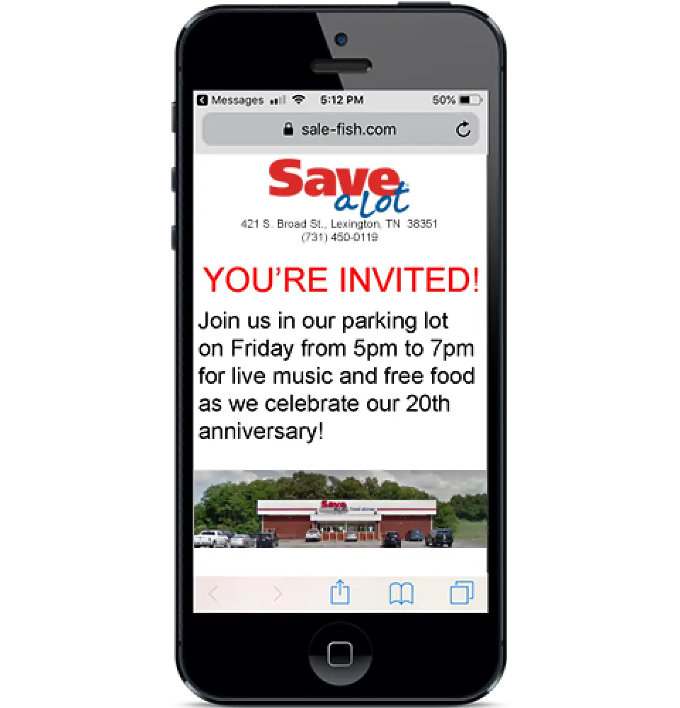 flash message for event for grocery store