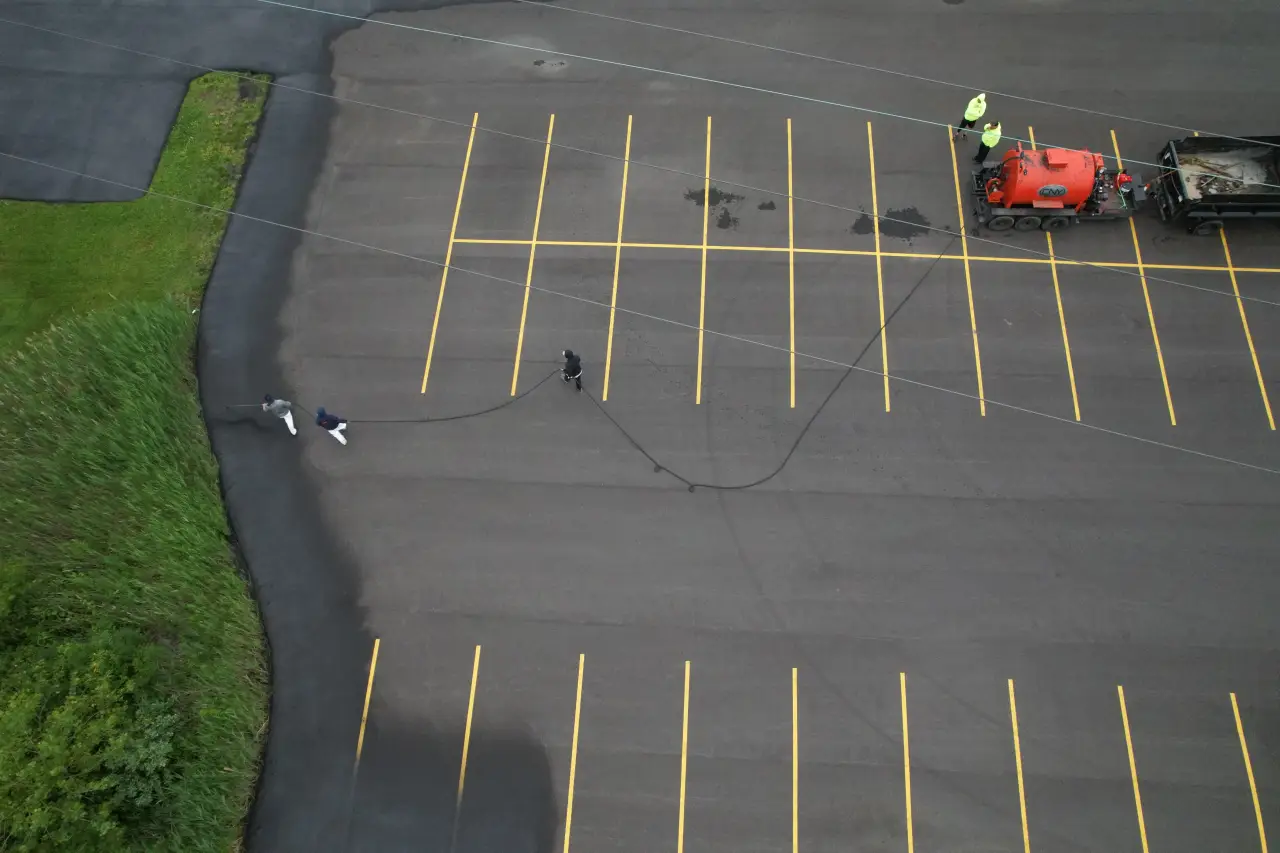 Commercial parking lot sealing project in Central New York
