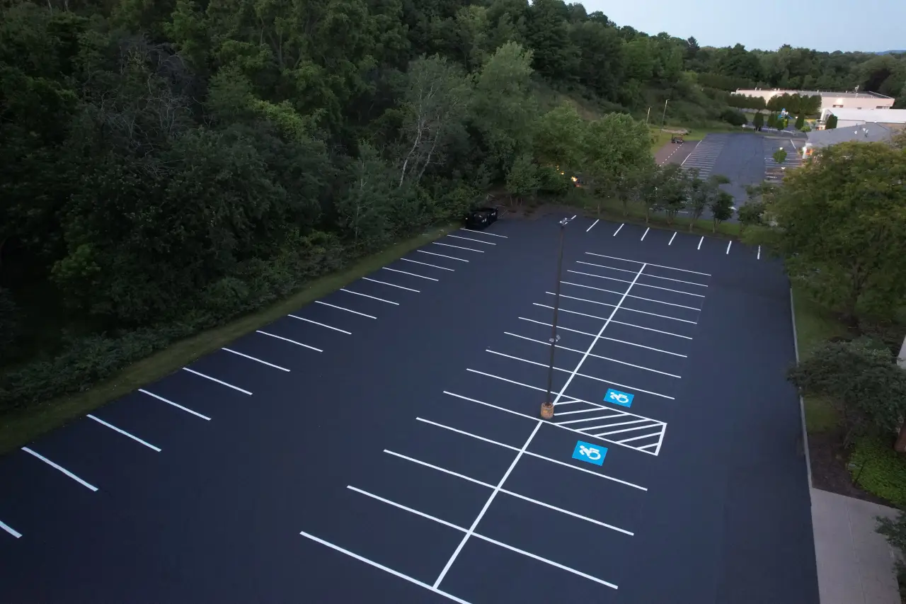 Commercial parking lot sealing completed by CNY Sealing & Paving