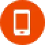 White smartphone icon centered on an orange circle background.