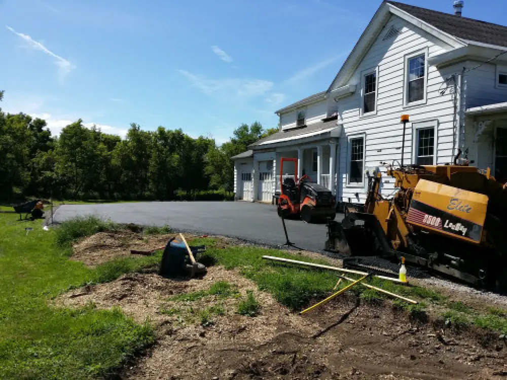 Freshly paved residential driveway