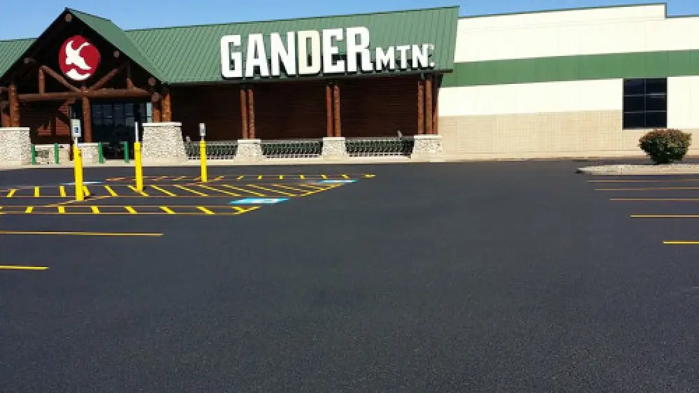 Commercial parking lot pavement installation in progress