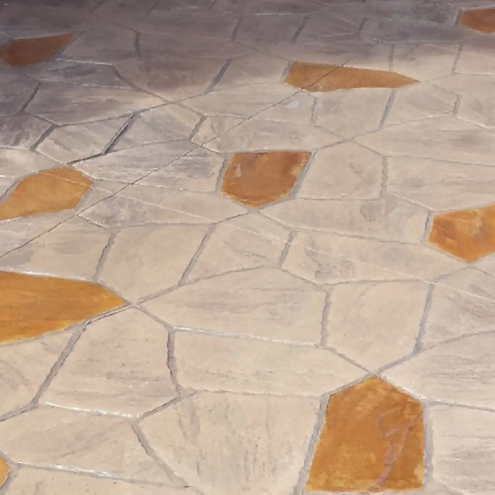 Arizona flagstone stamped concrete sample with amber stain