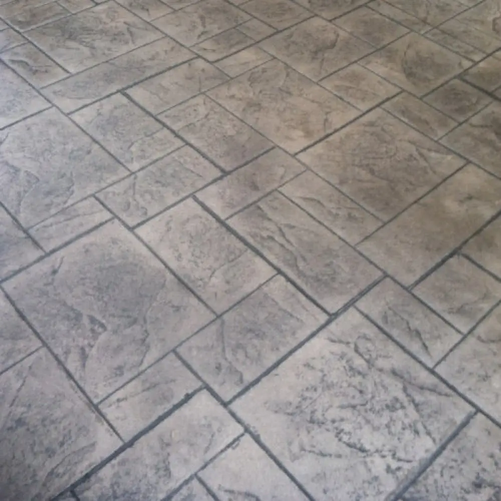 Large ashlar stamped concrete sample in mesa stone