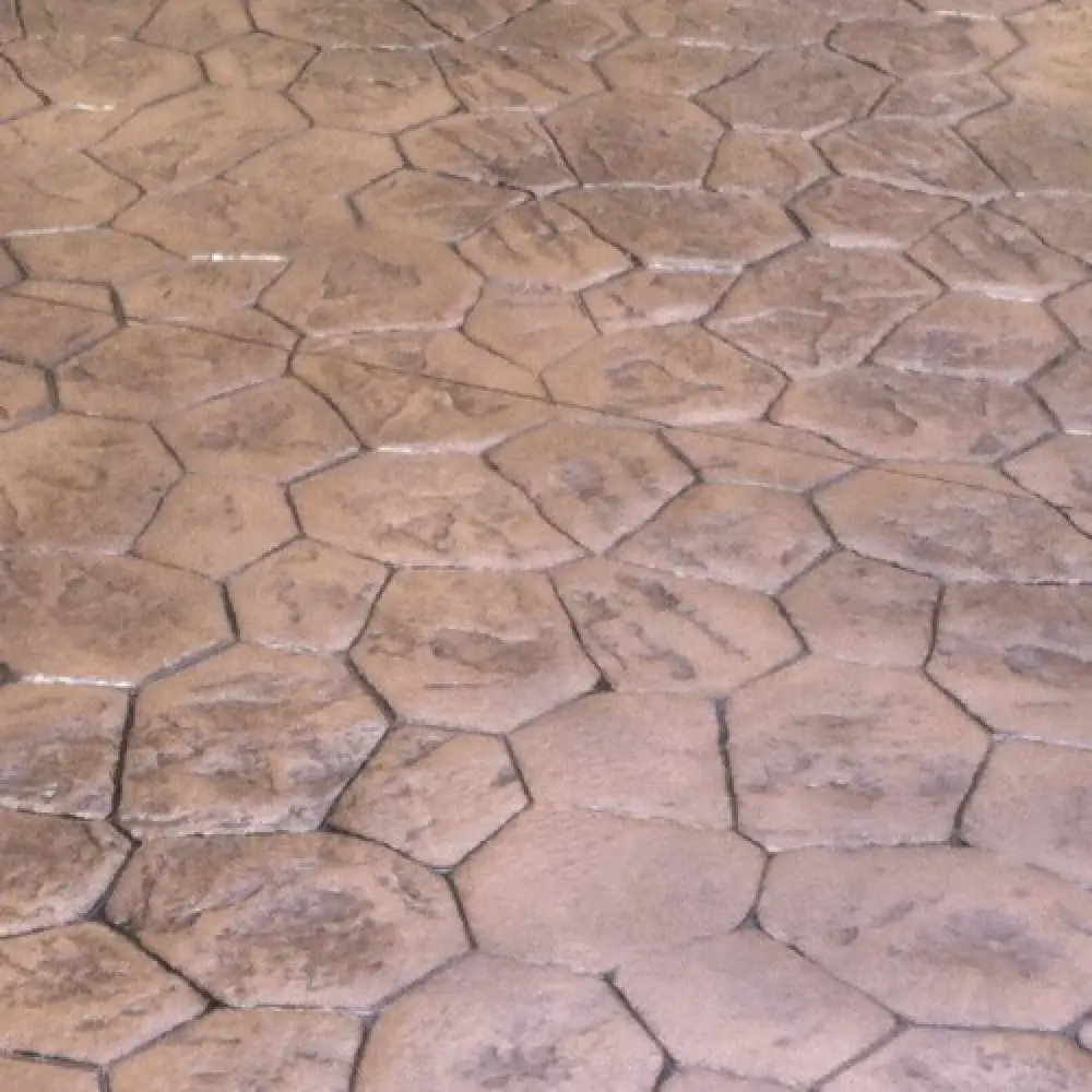 Brown California fieldstone stamped concrete sample