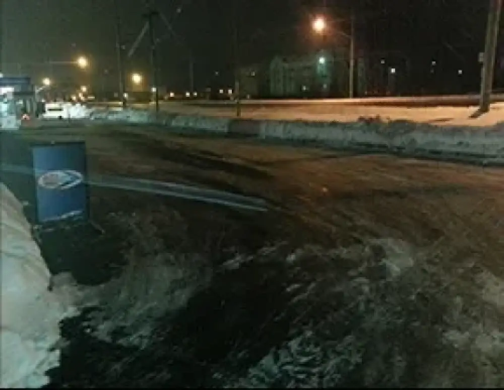 Plowed commercial parking area in winter