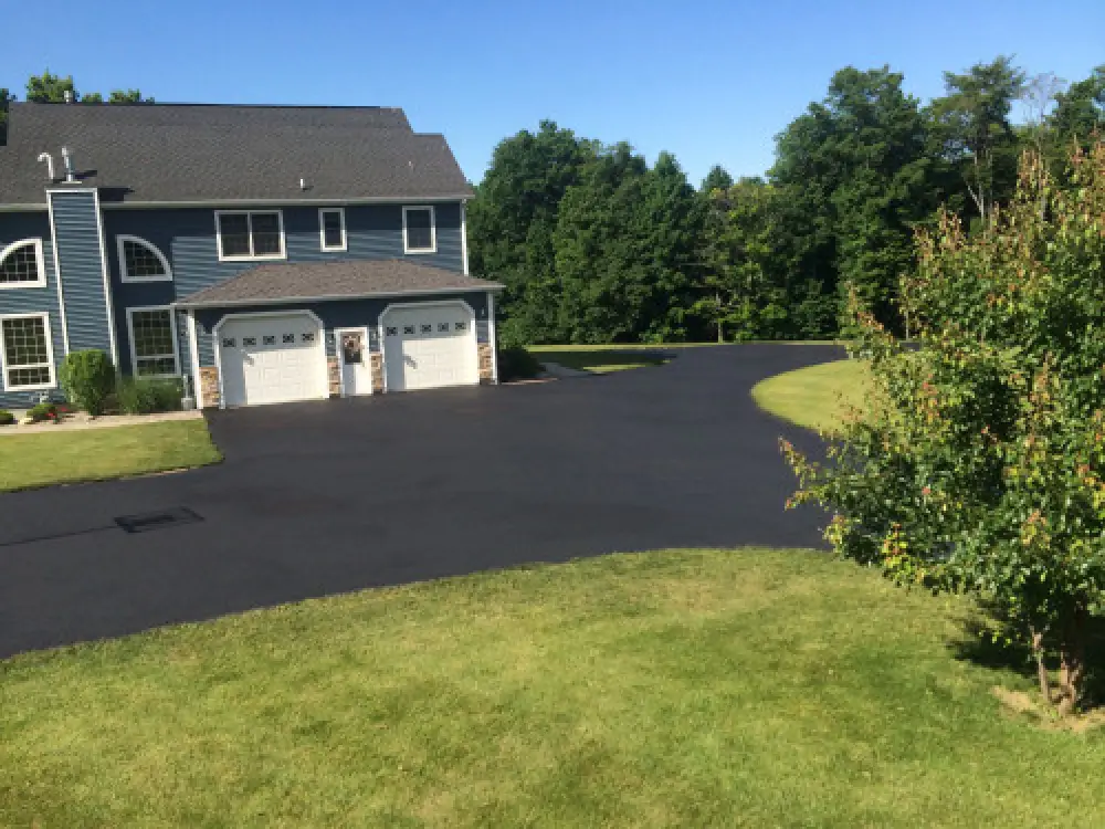 Finished residential paving work on a driveway