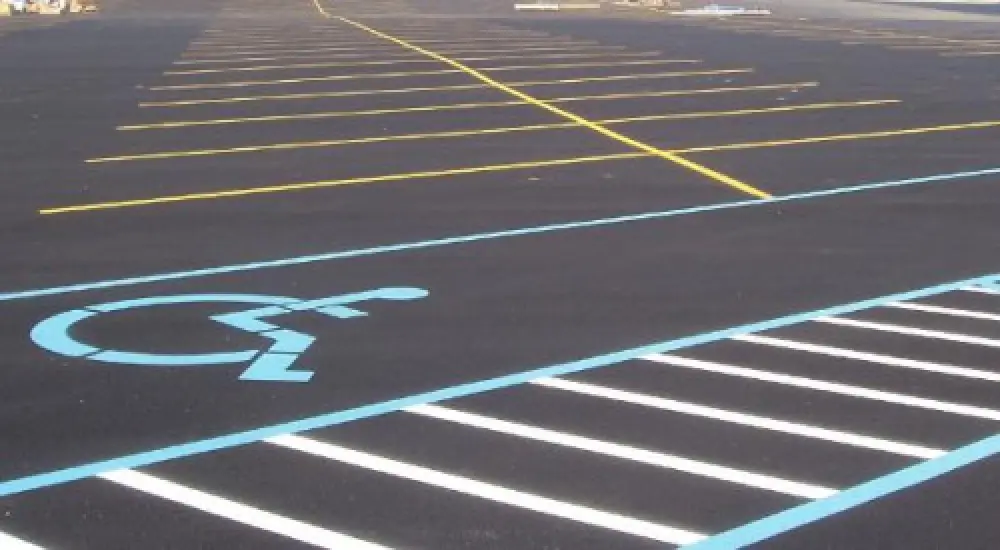 Freshly painted parking lot lines