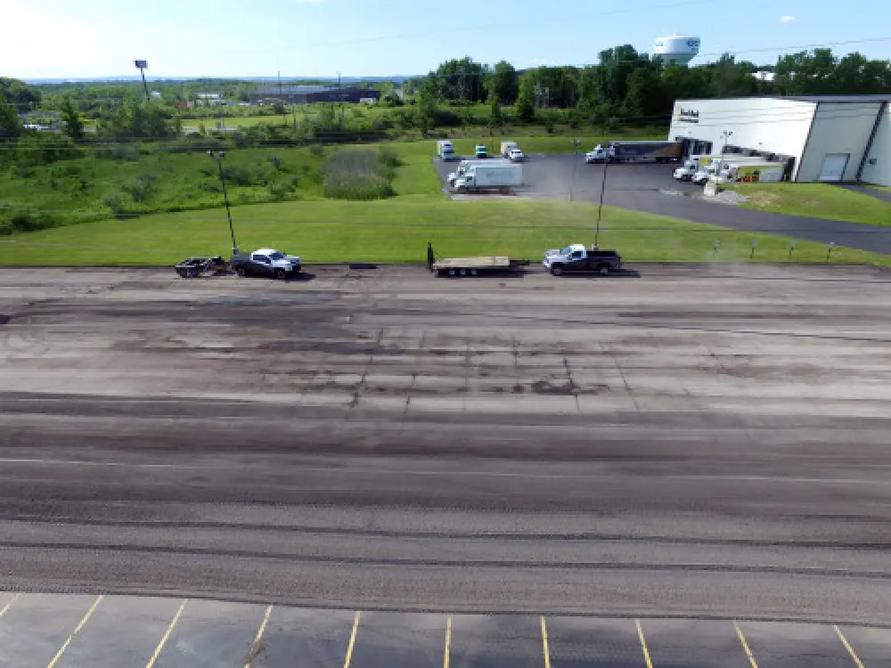 Milled asphalt surface ready for new pavement