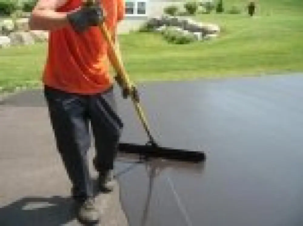 Completed driveway sealcoating project